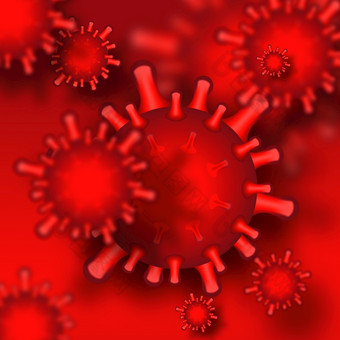 红色的三维病毒背景与阴影冠状病毒主题光栅壁纸的红色的