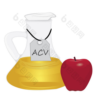 苹果苹果酒醋和苹果向量插图