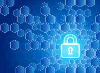 网络安全数据保护业务技术隐私概念关键锁和六角技术背景摘要技术概念背景向量插图