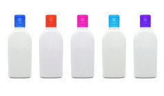 集化妆品模拟塑料瓶孤立的白色背景