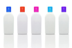 集化妆品模拟塑料瓶孤立的白色背景