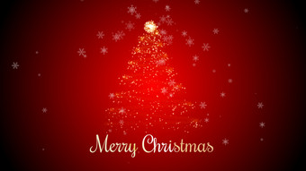 圣诞节<strong>树</strong>与下降雪花红色的背景圣诞节<strong>树</strong>使黄金<strong>粒子</strong>