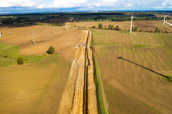 建设网站的欧洲自然气体管道尤加尔附近弗兰格尔斯堡德国这管道开始lubmin的着陆网站的费用流和管道线