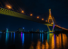samutprakan泰国俊《暮光之城》场景的普密蓬桥也已知的的工业环路桥部分的的桥十字架的潮phraya河两次