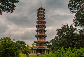 伦敦4月中国人宝塔塔英国皇家植物园花园皇家植物花园