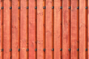 新垂直木栅栏与两个<strong>横向</strong>棕色（的）指南画与保护红棕色浸渍的纹理的木栅栏与新垂直棕色（的）背景和两个水平指南