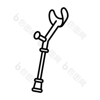 肘拐杖图标大纲肘拐杖向量图标为网络设计孤立的白色背景肘拐杖图标大纲风格