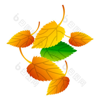 秋天叶子图标等角秋天叶子向量图标为网络设计孤立的白色背景秋天叶子图标等角风格