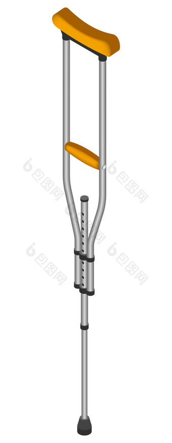 金属拐杖图标等角金属拐杖向量图标为网络设计孤立的白色背景金属拐杖图标等角风格