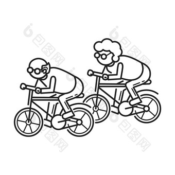 老人自行车概念背景大纲老人自行车向量概念背景为网络设计孤立的白色背景老人自行车概念背景大纲风格