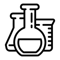 化学瓶图标大纲化学瓶向量图标为网络设计孤立的白色背景化学瓶图标大纲风格