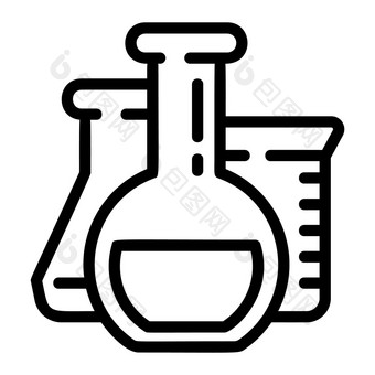 化学瓶图标大纲化学瓶向量图标为网络设计孤立的白色背景化学瓶图标大纲风格