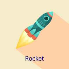 火箭图标平插图火箭向量图标孤立的白色背景火箭图标平风格