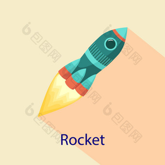 火箭图标平插图火箭向量图标孤立的白色背景火箭图标平风格