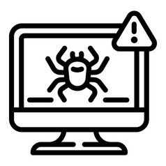 电脑病毒检测图标大纲电脑病毒检测向量图标为网络设计孤立的白色背景电脑病毒检测图标大纲风格