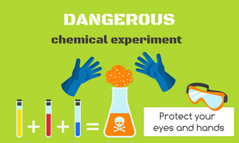 危险的化学实验概念横幅平插图危险的化学实验向量概念横幅为网络设计危险的化学实验概念横幅平风格