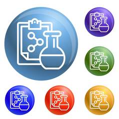 化学瓶公式图标集向量颜色孤立的白色背景化学瓶公式图标集向量