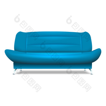 蓝色的沙发图标现实的插图蓝色的沙发向量图标为网络设计孤立的白色背景蓝色的沙发图标现实的风格