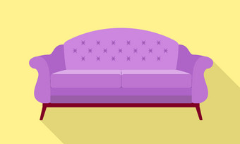 紫罗兰色的沙发图标平插图紫罗兰色的沙发向量图标为网络设计紫罗兰色的沙发图标平风格