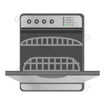 开放洗碗机图标卡通开放洗碗机向量图标为网络设计孤立的白色背景开放洗碗机图标卡通风格