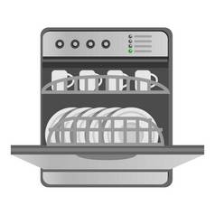 厨房洗碗机图标卡通厨房洗碗机向量图标为网络设计孤立的白色背景厨房洗碗机图标卡通风格