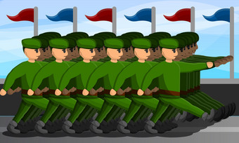 军事游行概念横幅卡通插图军事游行向量概念横幅为网络设计军事游行概念横幅卡通风格