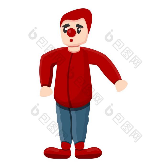 红色的小丑图标卡通红色的小丑向量图标为网络设计孤立的白色背景红色的小丑图标卡通风格