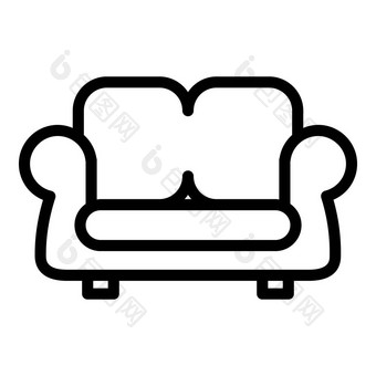 放松沙发图标大纲放松沙发向量图标为网络设计孤立的白色<strong>背景</strong>放松沙发图标大纲风格