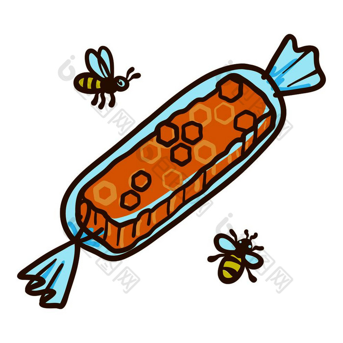 蜂蜜糖果图标手画插图蜂蜜糖果向量图标为网络设计蜂蜜糖果图标手画风格