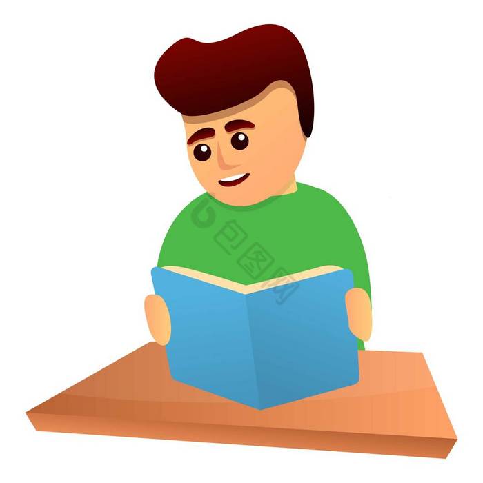 男孩阅读书图标男孩阅读书向量图标为网络孤