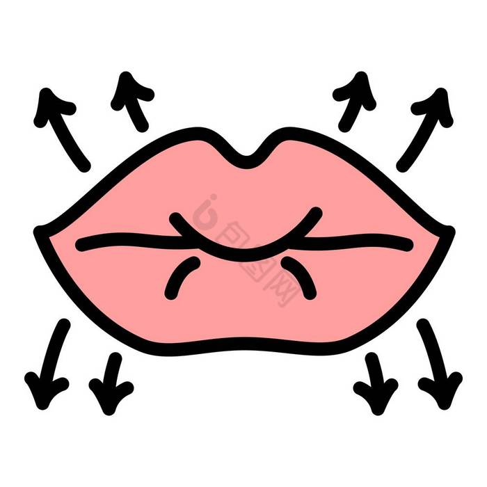 嘴唇提升图标大纲嘴唇提升向量图标为网络孤