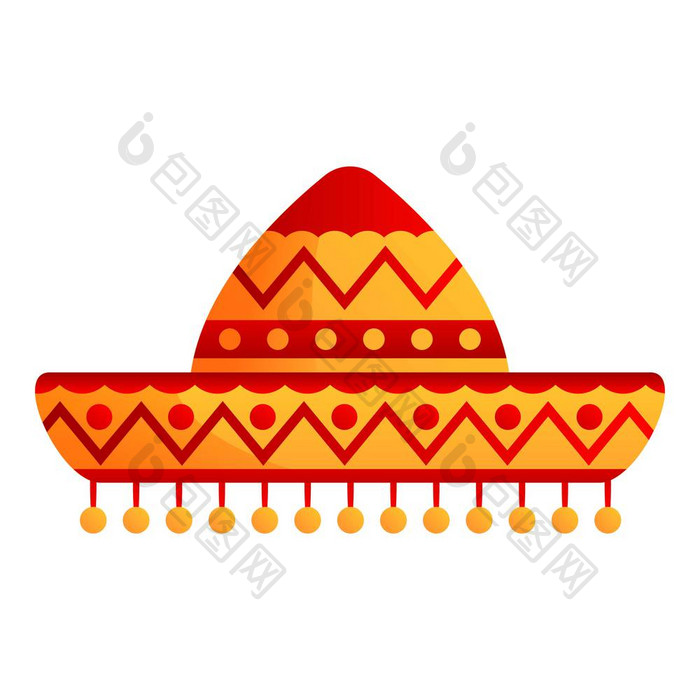 墨西哥帽子图标卡通墨西哥帽子向量图标为网络设计孤立的白色背景墨西哥帽子图标卡通风格