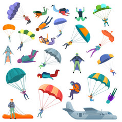 跳伞图标集卡通集跳伞向量图标为网络设计跳伞图标集卡通风格
