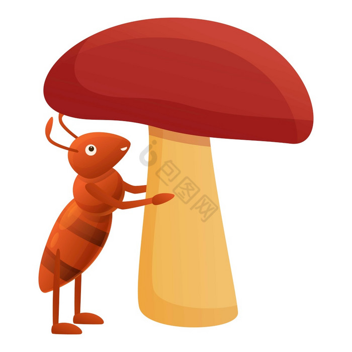 蚂蚁下蘑菇图标蚂蚁下蘑菇向量图标为网络孤图片
