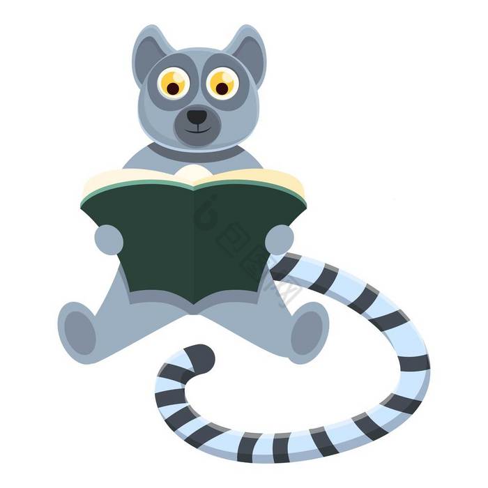 狐猴阅读书图标狐猴阅读书向量图标为网络孤