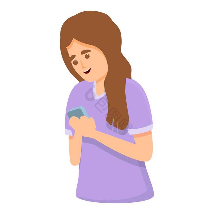 女孩短信消息传递图标女孩短信消息传递向量