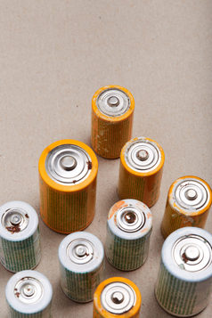 出院电池纸背景收集使用电池回收浪费处理和回收复制空间为文本