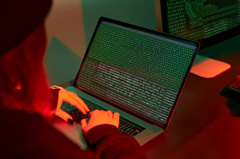 匿名人使用电脑和编程打破代码网络安全威胁互联网和网络安全访问私人信息匿名黑客使用技术访问密码和加密数据网络攻击