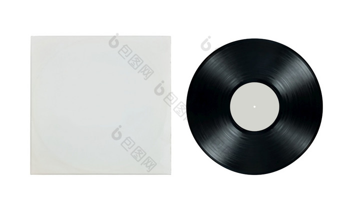 乙烯基记录白色纸情况下模型乙烯基信封音乐专辑袖音乐古董风格经典音频模拟声音黑色的磁盘老技术准备好了为内容平躺孤立的白色背景