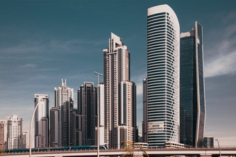 迪拜曼联阿拉伯emirates-february视图现代摩天大楼迪拜的最快日益增长的城市的世界
