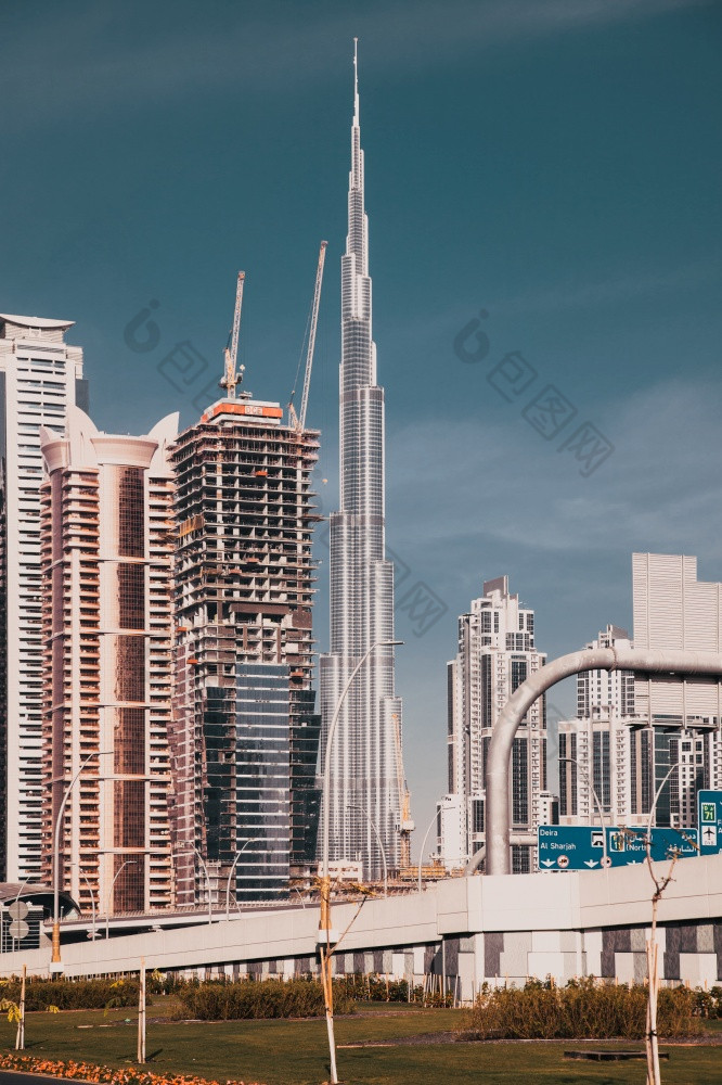 迪拜曼联阿拉伯emirates-february视图现代摩天大楼迪拜的最快日益增长的城市的世界