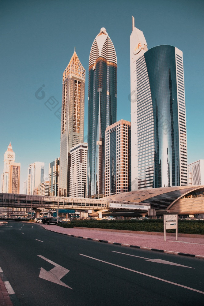 迪拜阿联酋2月摩天大楼迪拜市中心的最快日益增长的城市的世界