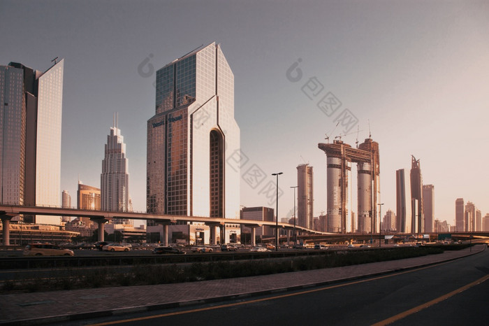 迪拜阿联酋2月摩天大楼迪拜市中心的最快日益增长的城市的世界