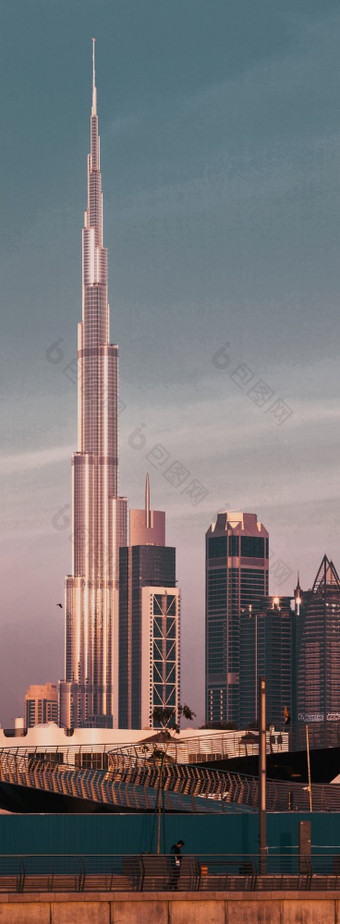 迪拜阿联酋,2月迪拜塔哈利法塔的世界最高的塔市中心迪拜