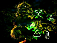 环境、社会和治理象征绿色森林背景环境社会治理
