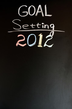 新一年目标写与粉笔黑板上