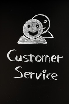 客户服务与人类数据画与粉笔黑板上