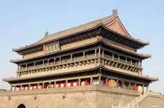 具有里程碑意义的的著名的古老的鼓塔咸阳中国