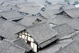 屋顶中国人古老的建筑四川中国