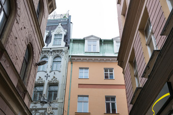 城市里加拉脱维亚老城市<strong>街道</strong>游客和体系结构老房子<strong>街道</strong>和城市视图旅行照片一月冬雪和冷